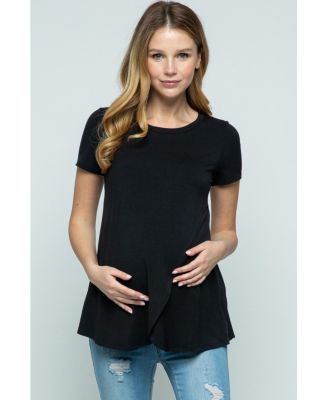 Maternity Short Sleeve Layered Wrap Nursing Top