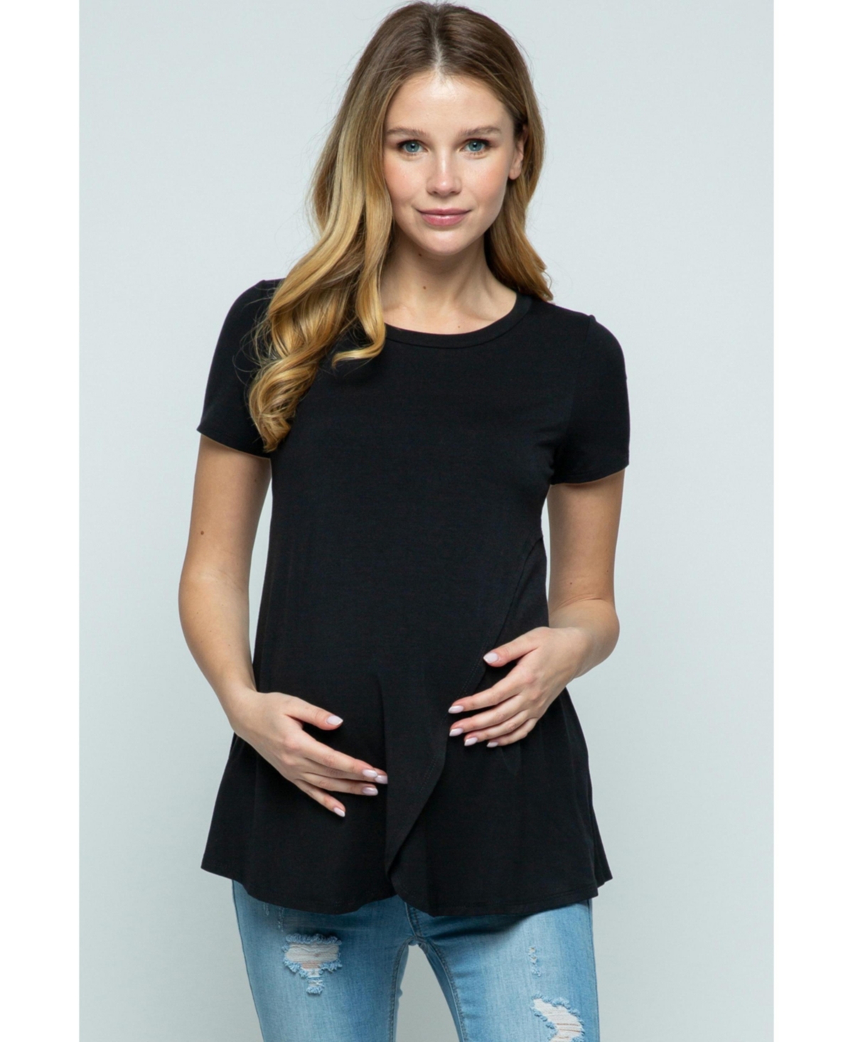 Hello Miz Maternity Short Sleeve Layered Wrap Nursing Top