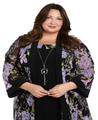 Plus Size 2-Pc. Floral-Print Jacket & Dress Set