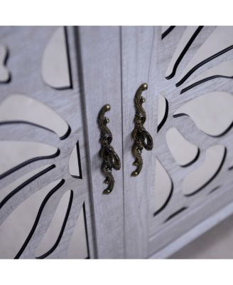 Elegant sideboard with 2 acrylic mirrored doors, laminate & MDF