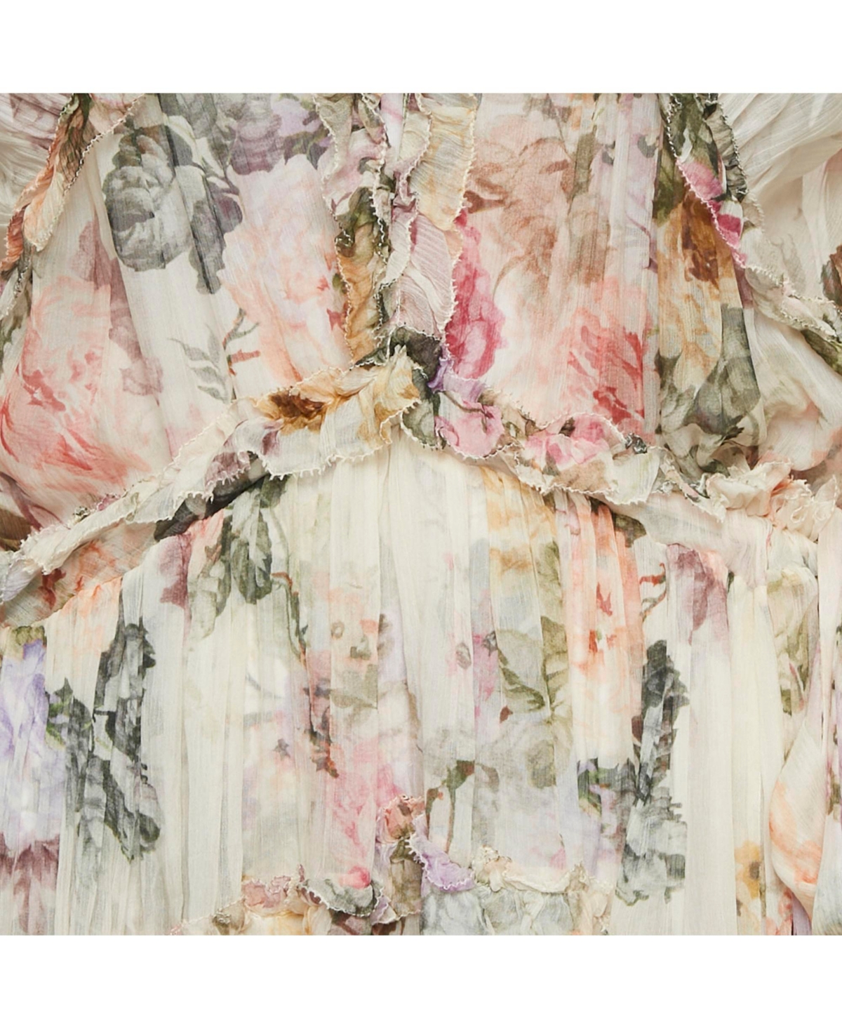 Pre-Owned Zimmermann Women's Beige Floral Print Silk Tiered Mini Dress