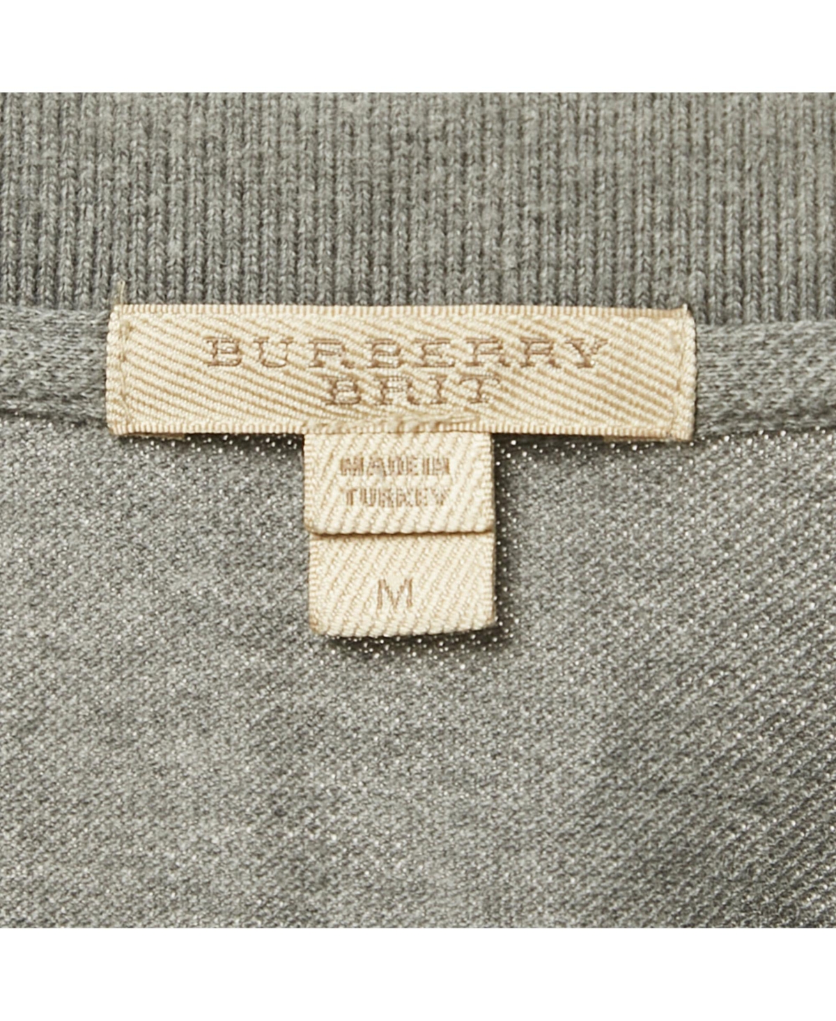 Pre-Owned Burberry Men's Brit Grey Pique Cotton Polo T-Shirt