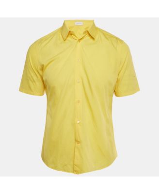 Men's Yellow Cotton Short Sleeve Shirt