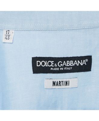 Men's Blue Linen Logo Embroidered Shirt