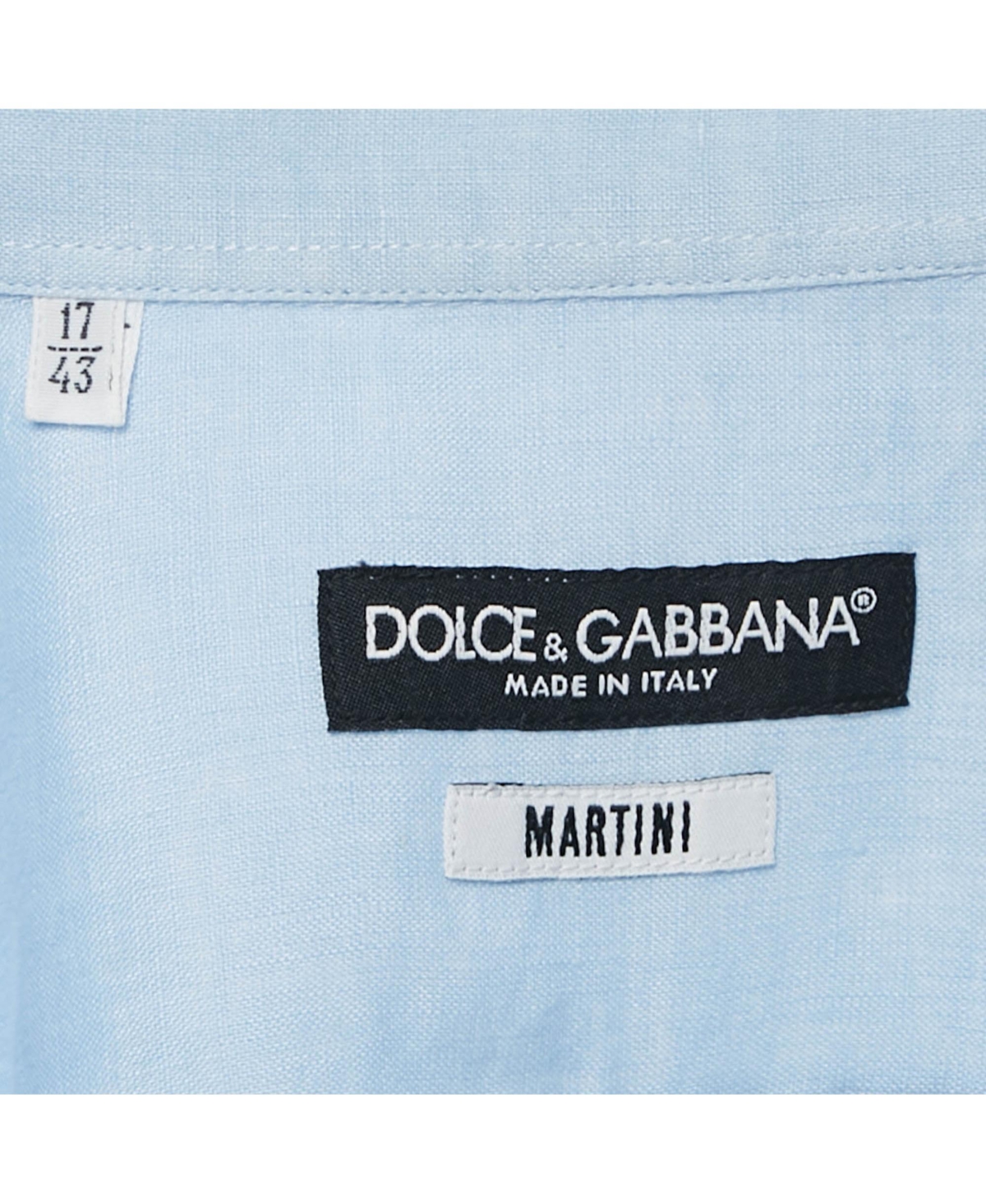 Pre-Owned Dolce & Gabbana Men's Blue Linen Logo Embroidered Shirt