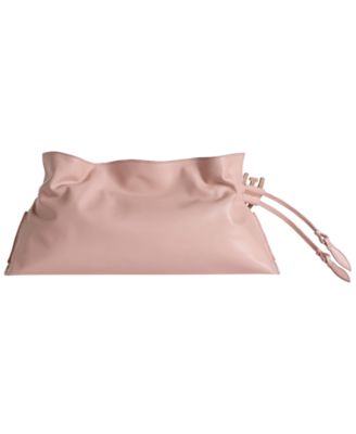 Extra Large Leather with Drawstring Clutch Bag