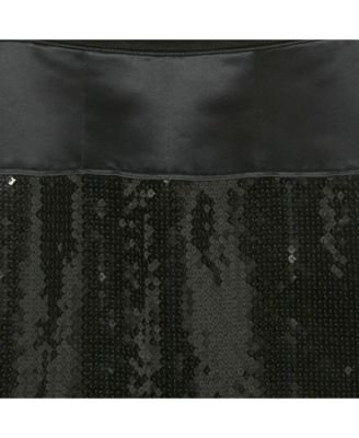 Women's Black Sequin & Satin Pencil Skirt