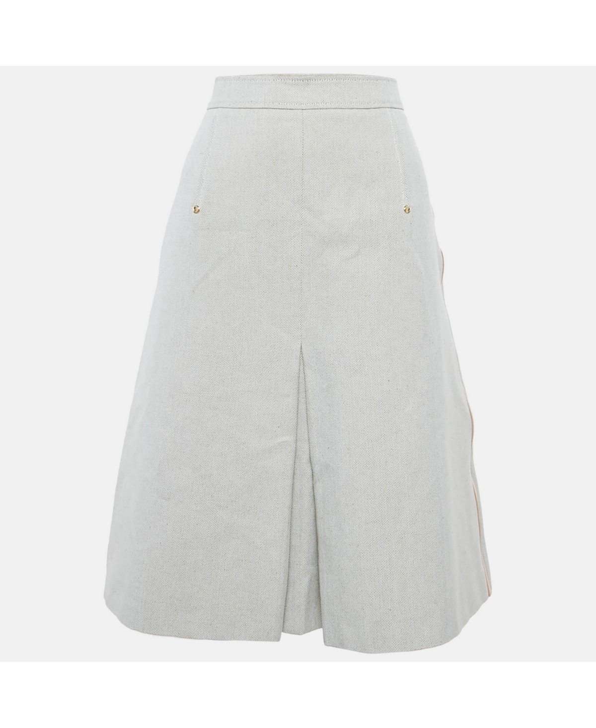 Pre-Owned Burberry Women's Beige Canvas Leather Trim Short Skirt