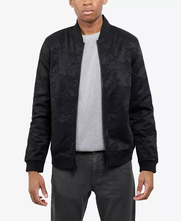Men's Jacquarded Camouflage Bomber Jacket