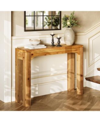 Solid Wood Console Table for Entryway, 41.3-Inch Farmhouse Sofa Table Behind Couch, Natural