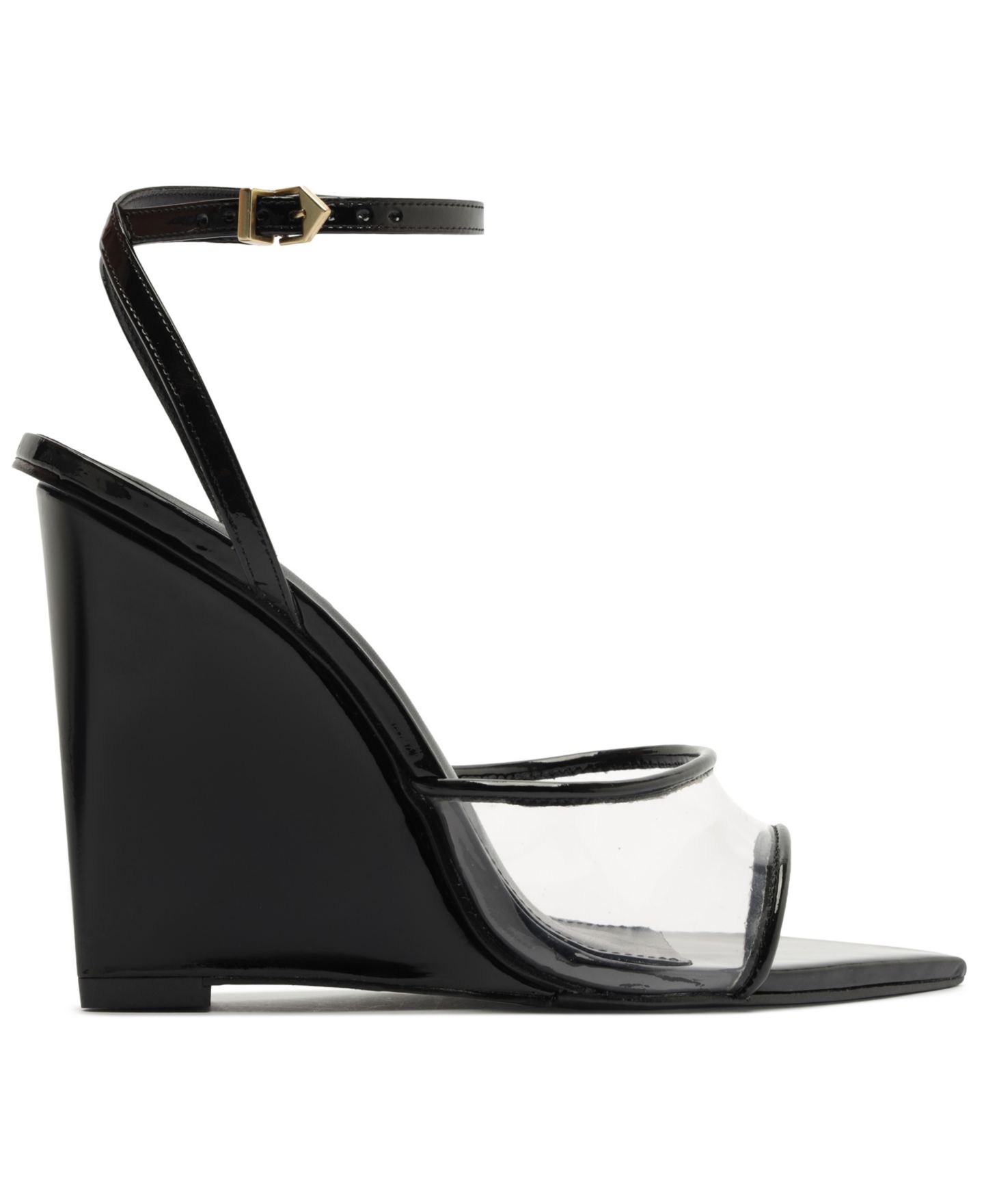 Женские сандалии Schutz Elodie Vinyl Pointed Toe Wedge, цвет: Прозрачный / Чёрный — фото 2