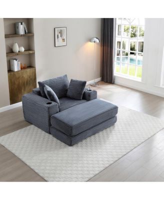 52.4" Oversized Corduroy Chaise Lounge Sofa Bed