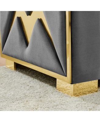 Streamdale Velvet Button Tufted Sofa Couch with 2 Pillows, 3 Seater Chesterfield Sofa Set, Gray