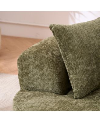 chenille self-inflating 2-seater sofa with deep cushions