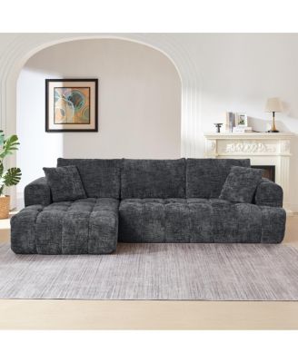 Chenille L-Shape Luxury Sectional Oversized Sofa, Minimalist Design, Comfy Sleeper Couch