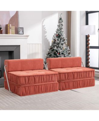  Orange Folding Sofa, Futon Sleeper Chair, Convertible Chair & Mattress