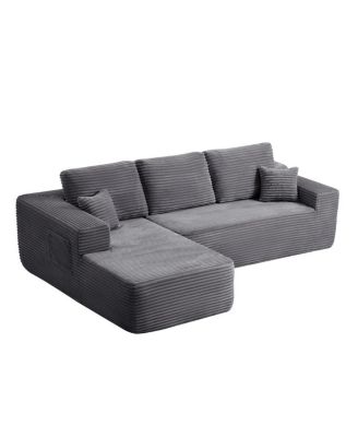 104" Cloud Sectional Sofa with L-Shape Chaise & Side Pockets, Gray, Left-facing