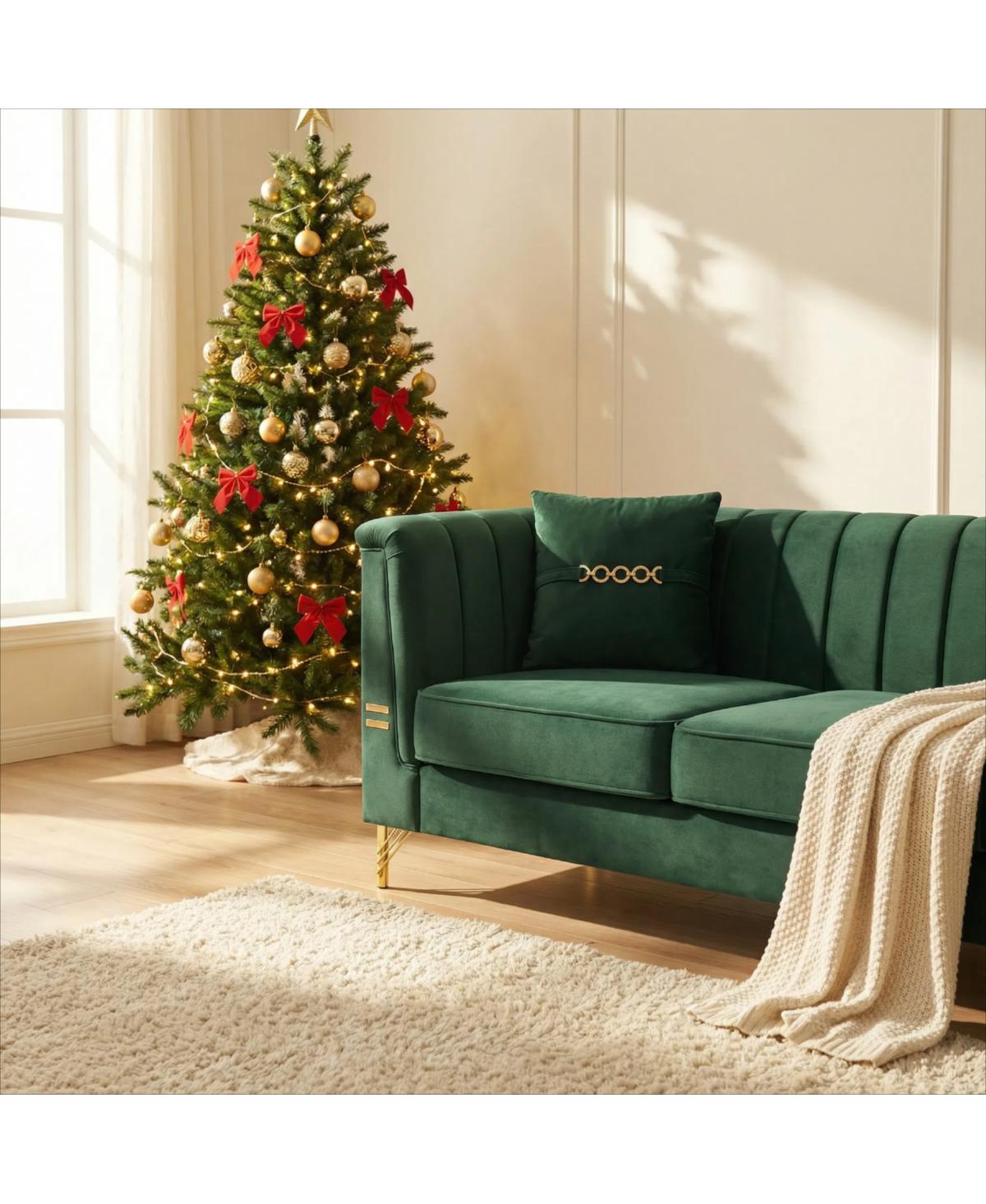 Streamdale Furniture Modern Velvet Sofa with Vertical Channel Tufting