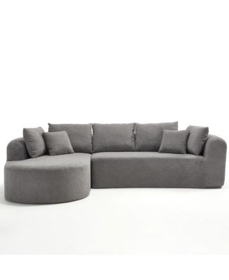 Light Gray Corduroy Cloud Sectional Sofa with L-Shape Chaise
