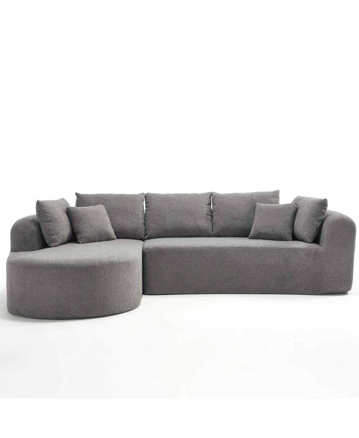 Streamdale Furniture Light Gray Corduroy Cloud Sectional Sofa with L-Shape Chaise