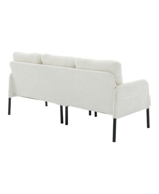 Streamdale Oversized Corduroy Loveseat Sofa with Metal Legs & Side Pockets