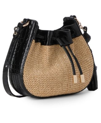 Eliana Folsom Mini Straw Drawstring Crossbody Bag