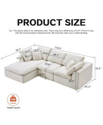 Streamdale Modern L-Shaped Sectional Sofa with Chaise Lounge, Corduroy Couch