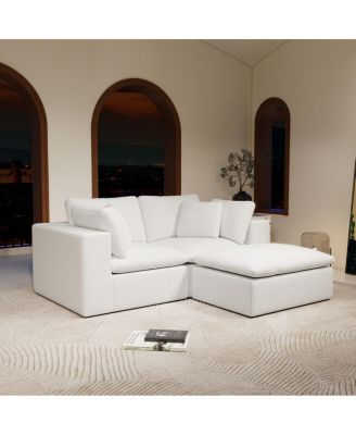  Modular Sectional Sofa Seat, Upholstered Couch for Living Room, 3PC Free Combination, White