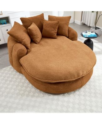 Streamdale Oversized Oval Upholstered Bean Bag Sofa with 3 Large & 2 Small Pillows