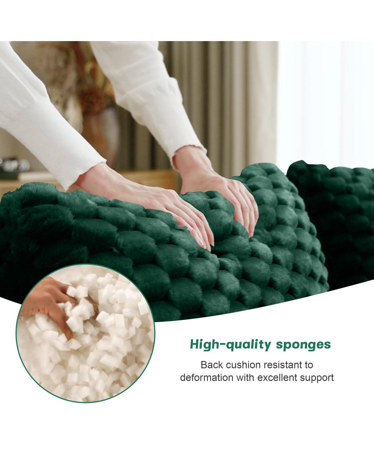 Streamdale Modern U-Shaped Modular Sectional Sofa, Flannelette, Oversized 3-Seater, Green