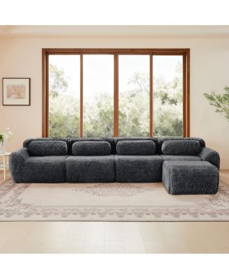 Streamdale L-shaped Plush Modular Sectional Sofa, Dark Gray