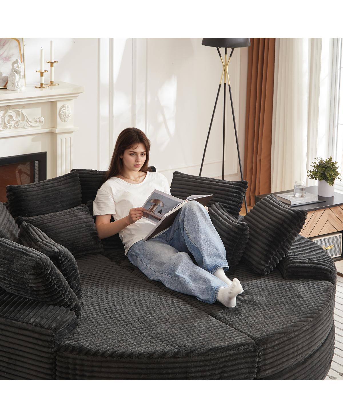 Streamdale Corduroy Oversized Recliner, Converts to 2 Recliners, Sofa Bed, Neck Pillow