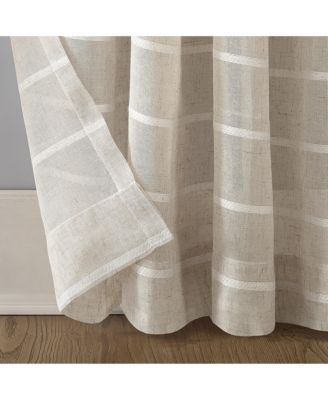 Twill Stripe Anti-Dust Linen Blend Sheer Curtain Panel