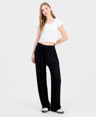 Juniors' Smocked-Waist Soft Pants