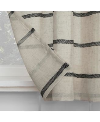 Twill Stripe Anti-Dust Linen Blend Sheer Cafe Curtain Valance