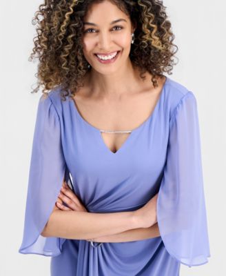 Petite 3/4-Sleeve Gathered Gown