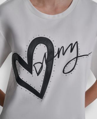 Women's Short-Sleeve Heart Script Logo Crew Neck Shirt
