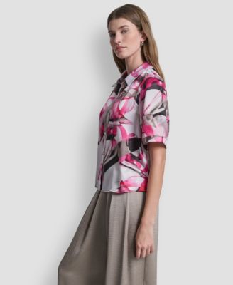 Women's Geometric Print Collared Shirt
