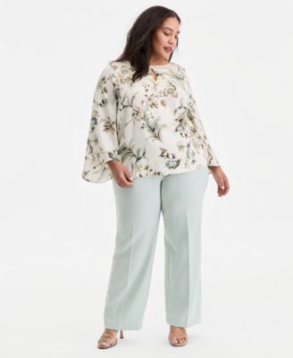 Plus Size Pull-On Flap-Pocket Pants