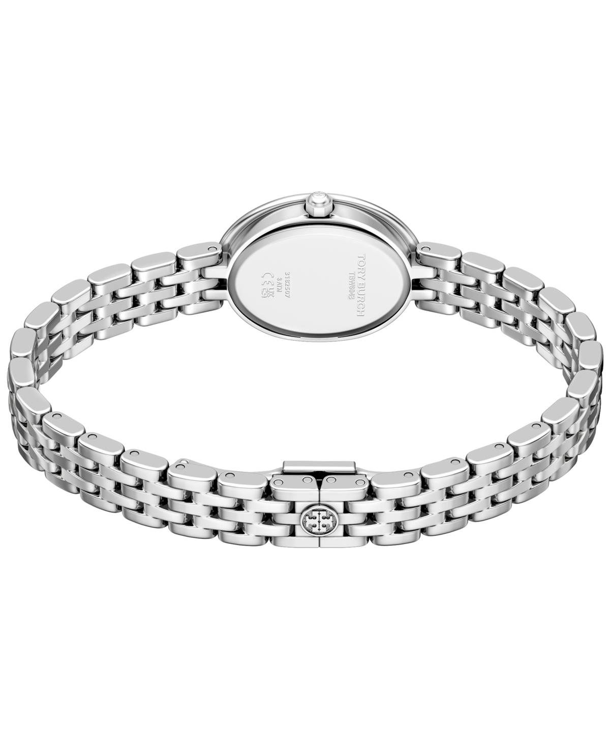 Tory Burch Women's The Oval Quartz Two-Hand Silver Stainless Steel Watch, 30mm