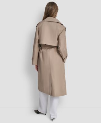 Women's Belted Funnel Collar Long Trench Coat