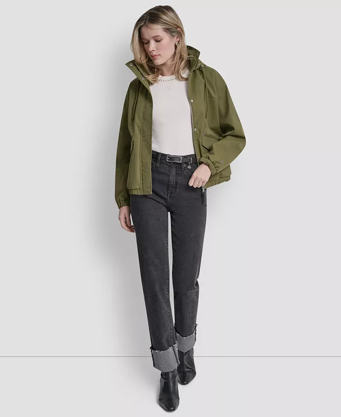 Women's Stand Collar Bomber Raincoat - thumbnail 7