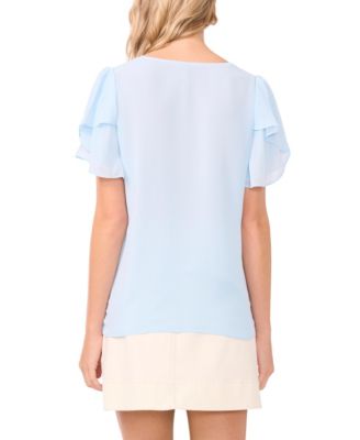 Women's V-neck Tulip Sleeve Blouse