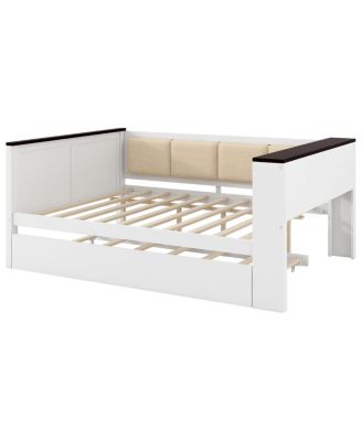 Wood Daybed with Storage, USB, and Trundle