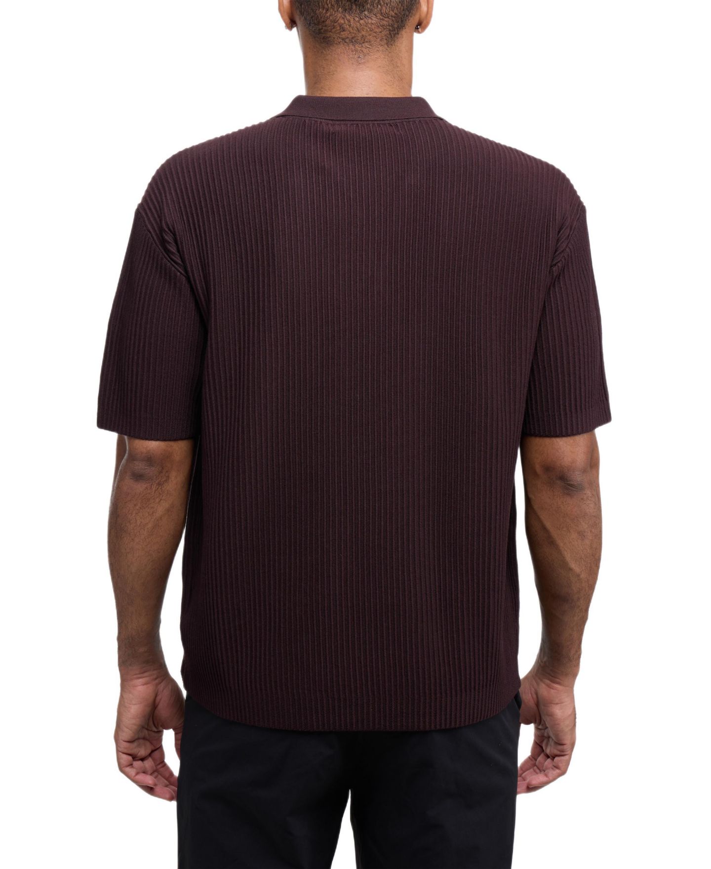 Мужские топы XRAY Short Sleeve Vertical Ottoman Camp Collar Button Down Sweater Polo, цвет: Коричневый — фото 2