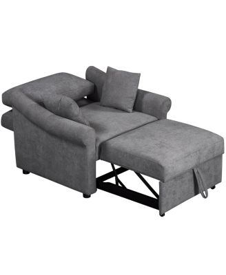 Chenille Convertible Sleeper Chair with Adjustable Backrest