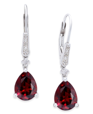 image of Gemstone (3 ct. t.w.) and Diamond Accent Birthstone Drop Earrings in Sterling Silver