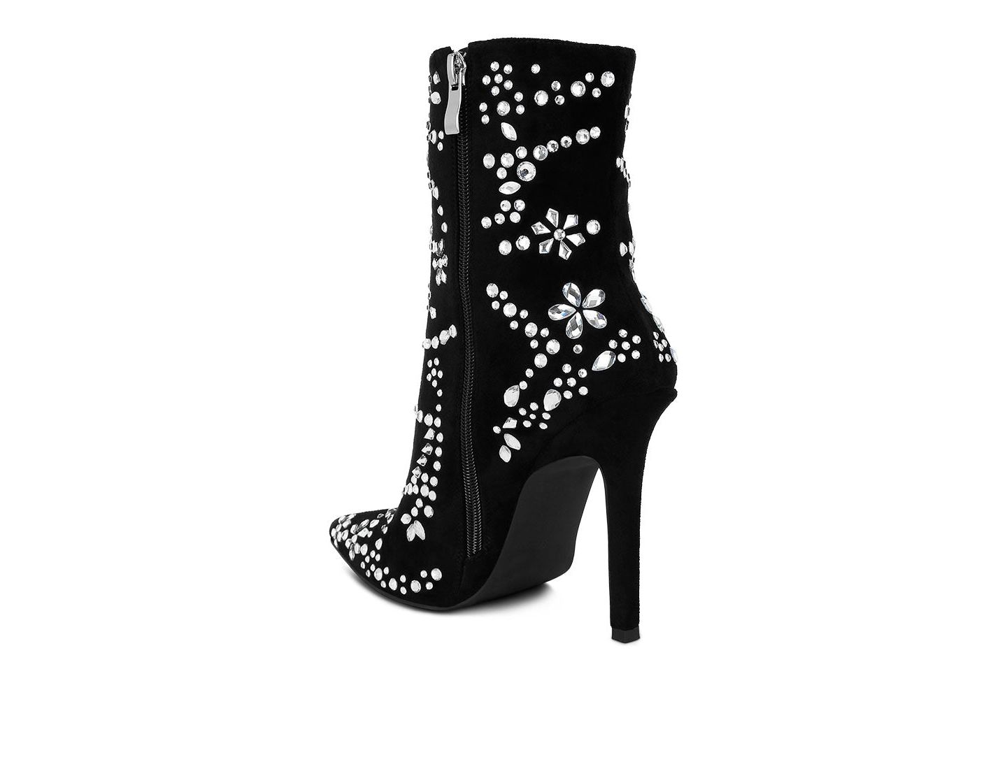 Женские ботинки London Rag Dunari Diamante Embellished Microfiber, цвет: Чёрный — фото 9