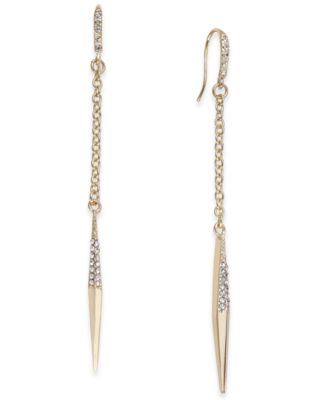 ABS by Allen Schwartz - Gold-Tone Crystal Point Linear Drop Earrings