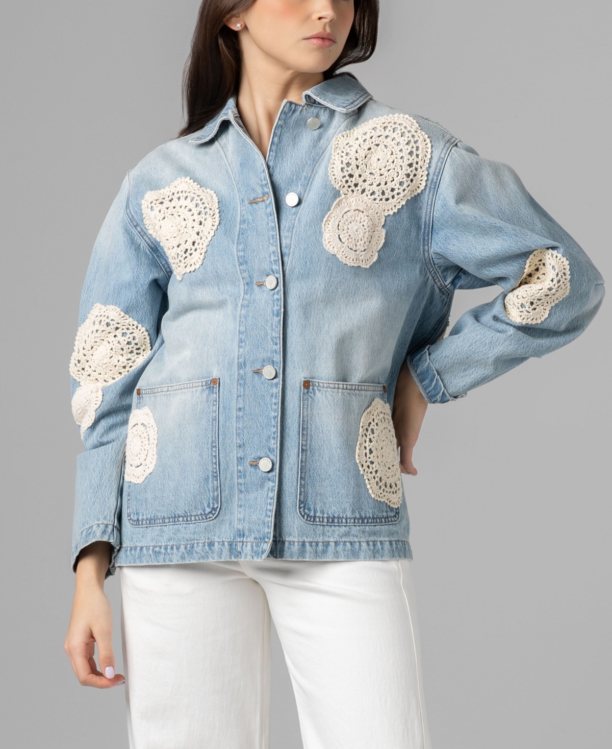 Blank Nyc Women's Crochet Doily Chore Jacket